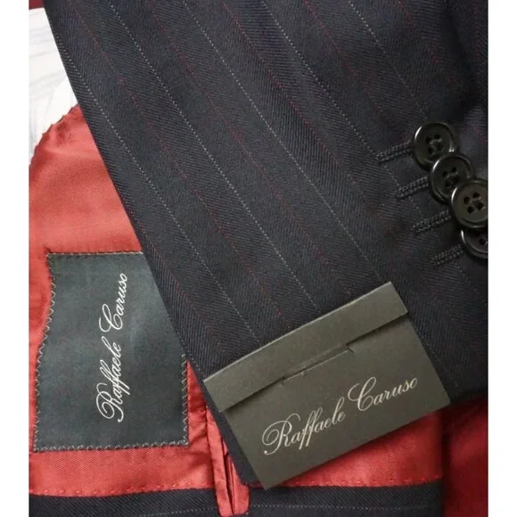 Raffaele Caruso Charcoal Striped Loro Piana 3Pc Suit Jacket Pants Vest 44R NEW